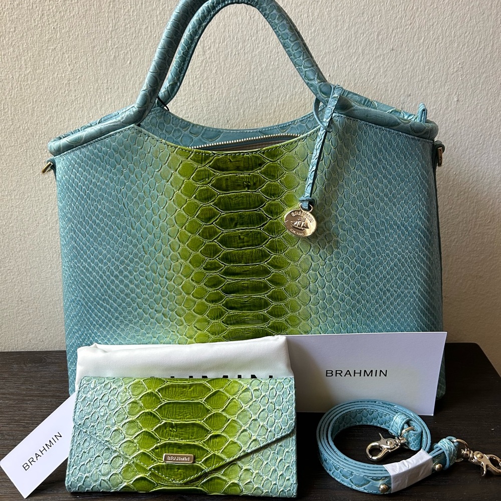 Brahmin Eliane Limeade River And Veronica Wallet  Set